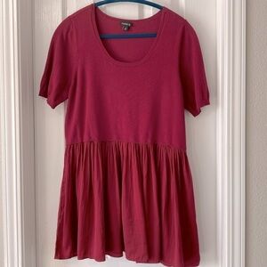 Torrid burgundy peplum mixed media short sleeve sweater size 2